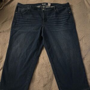 Terra & Sky Straight Jeans Womens 22W Dark Wash High Rise Stretch Denim Plus